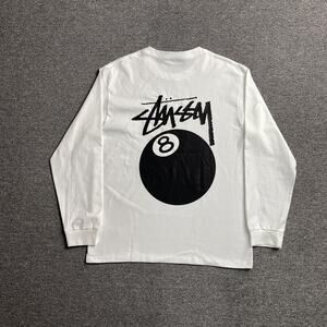 Stussy Solid 8 Ball Long Sleeve T-Shirt in white